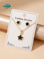 gold-plated chain necklace and matching stud earrings