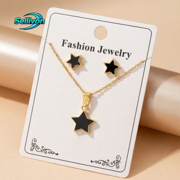 gold-plated chain necklace and matching stud earrings