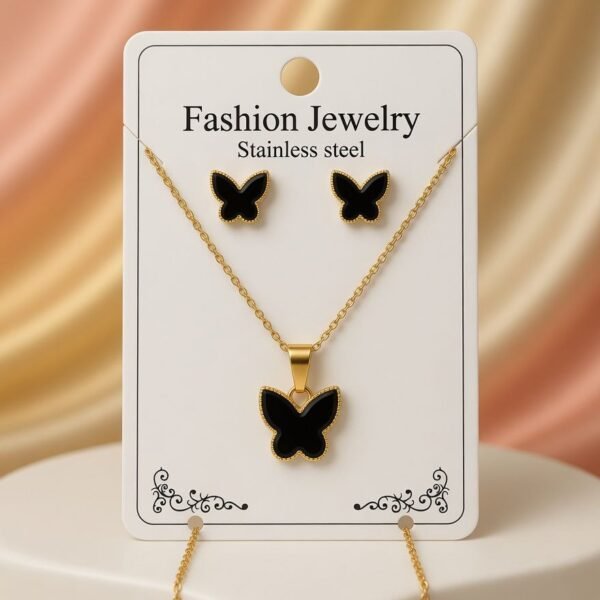 gold-plated chain necklace and matching stud earrings,