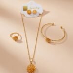 4-piece fashion jewelry set containing a necklace, earrings,