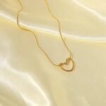 gold-plated hollow heart pendant necklace